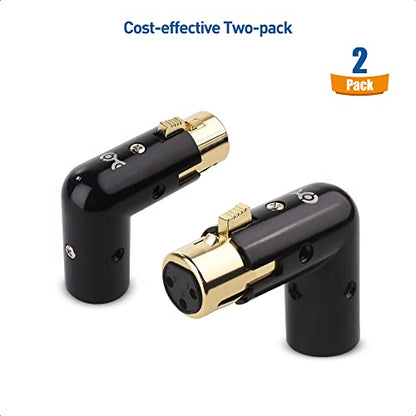 Cable Matters 2-Pack Adjustable Angled XLR Adapter, Male to Female | Adjustable Right Angle XLR Adapter, 3-Pin XLR, Rugged Metal Housing, Pass-through Audio, for Mixers and Musical Equipment