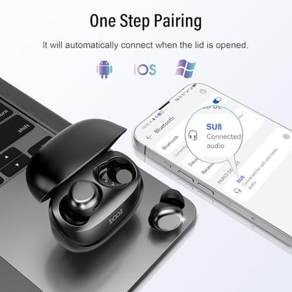 Sleep Earbuds Bluetooth 5.4 in Ear Light-Weight Headphones, Mini Sleep Headphones Small Design for Side Sleepers, 47H Playtime with Charging Case, Clear Calls Earphones, Black - color: Black