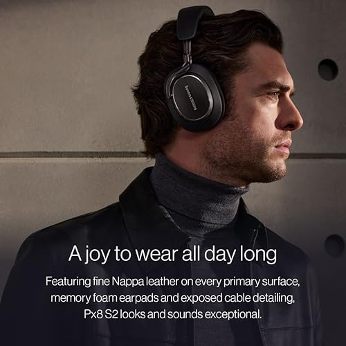 Bowers & Wilkins Px8 S2 Wireless Over-Ear Headphones, Pearl Blue, Bluetooth Headphones with Active Noise Cancelling, Hi-Res Audio, 30 Hours of Playtime, USB-C 15-Min Quick Charging - color: Pearl Blue