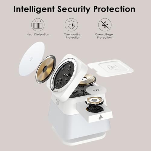 Minthouz 3 in 1 Charging Station for iPhone, Wireless Charger for Apple, MagSafe Charger with Night Light, 360° Rotation, Compatible with iPhone 16, 15, 14, 13, 12 Pro, Apple Watch & AirPods Pro 4/3/2