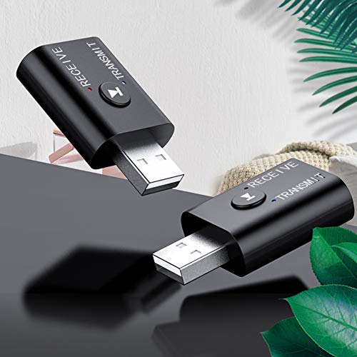 BT Transmitter for TV, 2 in 1 USB BT Adapter Transmitter and Receiver with Independent Circuit Design, for Car Speaker TV Computer Projector MP3 Phone, Dual Mode 15m Range