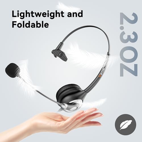 Wantek USB Headset with Microphone for PC, Computer Headset with Noise Canceling Microphone with Mute for Home Office Online Skype Zoom Meetings - color: silvery