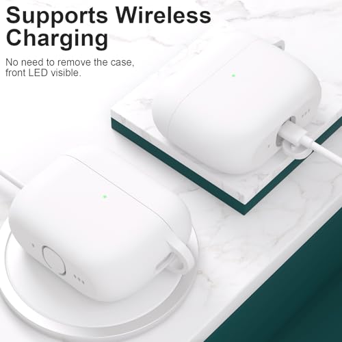 for AirPods Pro 3 Case Cover, Protective Soft Silicone with Keychain Cleaning Pen for Women Men for Apple AirPods Pro 3rd Generation Case(2025), Front LED Visible, White - color: C-White