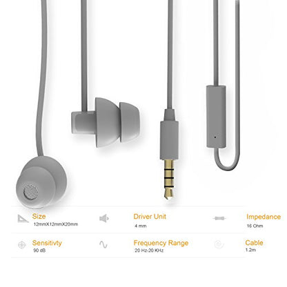 MAXROCK (TM Unique Total Soft Silicon Sleeping Headphones Earplugs Earbuds with Mic for Cellphones,Tablets and 3.5 mm Jack Plug (Grey) - color: Gray