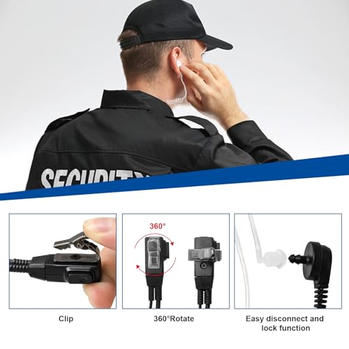5 Pack AVPH3 Surveillance Earpiece with PTT/VOX Mic for Midland GTX1000