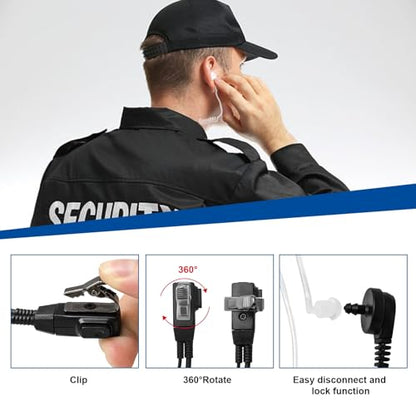 5 Pack AVPH3 Surveillance Earpiece with PTT/VOX Mic for Midland GTX1000