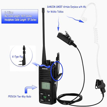 SAMCOM SM007 Surveillance Earpiece 2-Pin for FPCN10A FPCN30A Radio, 6Pcs | K Plug Air Tube Headset for Two-Way Radio Walkie Talkie,PTT Microphone for School Staff, Restaurant Crew, Event Security - size: 6 Pcs Earpiece