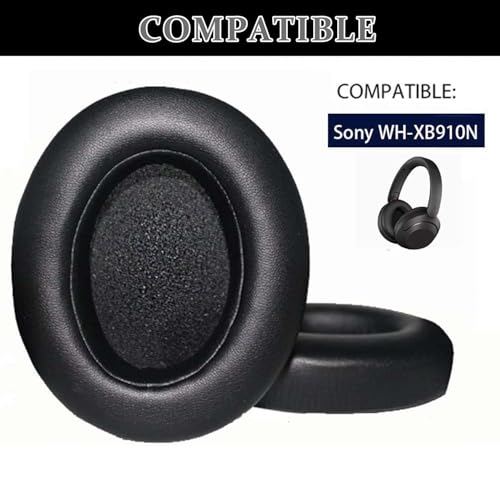 Aiivioll 2-in-1 WH-XB910N Replacement Earpads/Silicone Headband Pad for Sony WH-XB910N Headphones, Protein Leather Cushions with Memory Foam, Silicone Zipper Headband Protector Cover (Black) - color: Black-with headband cover