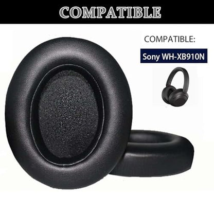 Aiivioll 2-in-1 WH-XB910N Replacement Earpads/Silicone Headband Pad for Sony WH-XB910N Headphones, Protein Leather Cushions with Memory Foam, Silicone Zipper Headband Protector Cover (Black) - color: Black-with headband cover