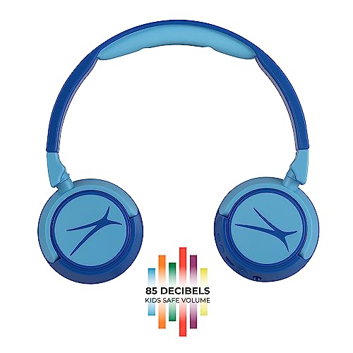 Altec Lansing Kid Safe 2-in-1 Wireless Bluetooth Headphones - Crystal Clear Sound, Safe Volume Limiting, Foldable Design - Enjoy Audio and Protect Your Child's Hearing (Hero Blue) - color: Hero Blue