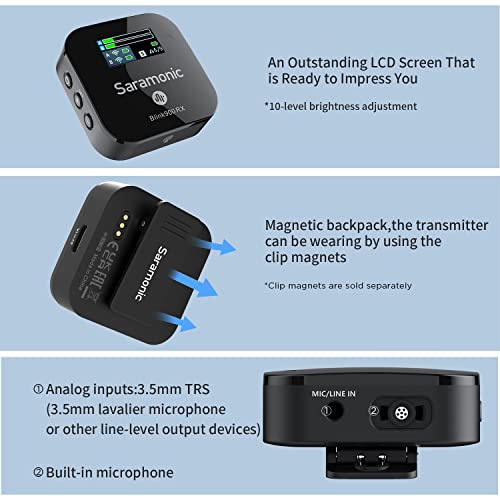 Saramonic Blink900 B1 Wireless Lavalier Microphone System & 656ft Wireless Range & OLED Screen for Canon Nikon DSLR Camera, Camcorder, for Interview, Vlogging, Tiktok, YouTube Video, News Gathering