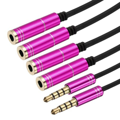 MECCANIXITY 2Pcs 3.5mm Splitter Male to 2 Dual 3.5mm Female Y Jack Aux Splitter for Phone Headset Tablets, 1ft, Pink - color: Pink