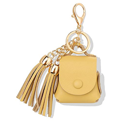 MODOS LOGICOS Charging Case Cover for Apple Air Pods, Genuine Leather Case with a Couple of Drooping Tassels for Apple AirPods 1/2 Charging Case - Yellow - color: Yellow(GenuineLeather)