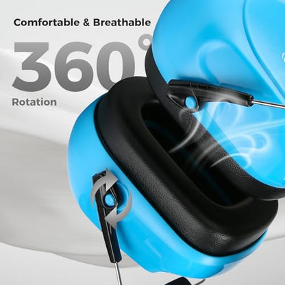 ProCase NRR 28dB Noise Reduction Ear Muffs, Foldable Adjustable Noise Cancelling Headphones - color: 1 - Pure Blue