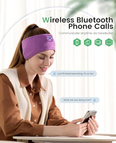 Perytong Sleep Headphones Wireless, Bluetooth 5.4 Sports Headband Headphones with Ultra-Thin HD Stereo Speakers Perfect for Sleeping, Workout, Jogging, Yoga, Insomnia, Air Travel, Meditation (Violet) - color: Violet