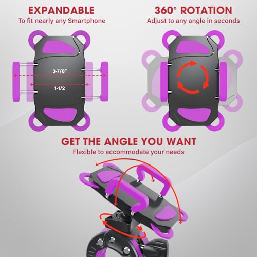 Crescendo CR-30 SlimClip Mic Stand Phone Holder, iPhone Clamp Mount, Pole Phone Mount, Microphone, Music or Drum Stand, Mic/Phone Clip - for iPhone, Samsung Galaxy, Pixel, Any Smartphone (Purple) - color: Purple