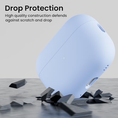 ORNARTO for AirPods Pro 2 Case, Hybrid Silicone, Baby Blue | Hybrid Silicone Rubber, Front LED Visible, Wireless Charging, Skin-Friendly Soft Touch, Anti-Scratch, Detachable Lanyard - color: Baby Blue