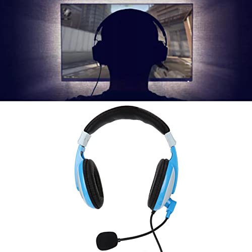Electronics Gaming Headset Lightweight Comfortable Design with Mic for PC Mobile Phones 3.5mm Plug 1 Unit (Grayish Blue) - color: Grayish Blue