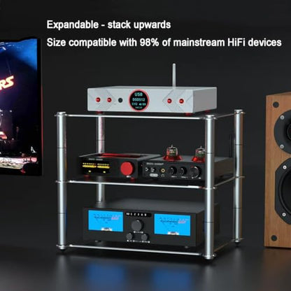 COYEUX Aluminum Audio Component Rack, Hifi Audio Stand With Vented Holes, Stackable, Expandable Storage For Amplifier Dac Turntable Home B - size: B