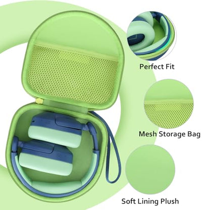 Kid Headphones Case for iClever/Acer/MIDOLA Headphone,Blue+Green,Case Only | for iClever BTH20 BTH12 HS19 BTH22 BTH26/Candy Bila/Acer/JBL/MIDOLA/JoySpark/JLab/ADOOPE/Spiderman/EarFun/ Etc Kids Headphone - color: Outer Blue+Inner Green