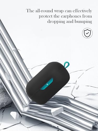 Silicone Case Compatible with JLab JBuds Mini True Wireless Earbuds,Cleaning Kit and Lanyard Soft Protective Shockproof Cover for JLab JBuds Mini-Black - color: Black