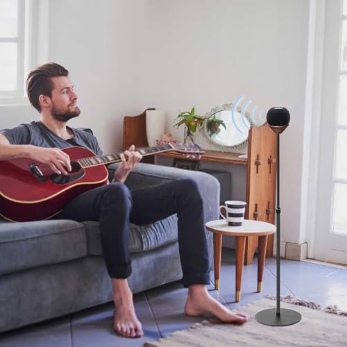 2-Pack Floor Homepod Mini Stand,Height Adjustable 15.7 In-31.4 in Black | Wooden Tray Safety Stability and Anti Slip Bottom，Mini Speaker Accessories Are Suitable for Home Living Rooms, Bedrooms, Gyms - color: 2 Pack- black