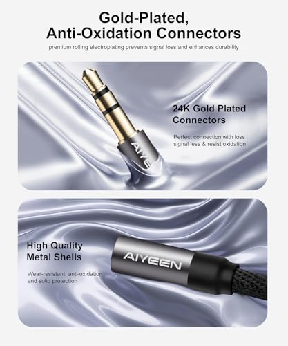 3.5mm Male to Male Audio Cable, 1M Nylon Braided Aux Cord with Gold-Plated Connectors & Aluminum Shell, Hi-Res Stereo Sound, Tangle-Free, for Car, Phone, Speaker, Headphones, Laptop - style: 3.5m-3.5m-AAC-1M
