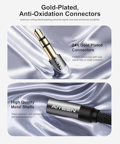3.5mm Male to Male Audio Cable, 1M Nylon Braided Aux Cord with Gold-Plated Connectors & Aluminum Shell, Hi-Res Stereo Sound, Tangle-Free, for Car, Phone, Speaker, Headphones, Laptop - style: 3.5m-3.5m-AAC-1M