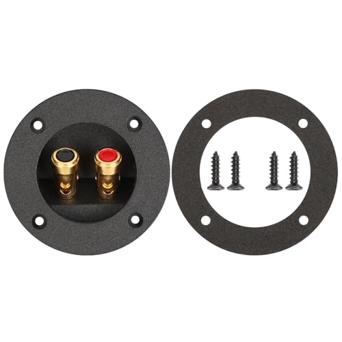 3 in Round Push Spring Subwoofer Box Terminal, Pack of 1 | Features 2-Way Speaker Terminals with Gold Plated Binding Posts; Bare Wire Connection; 1 Pack. - color: 3 Inch Round Push Spring, size: 1