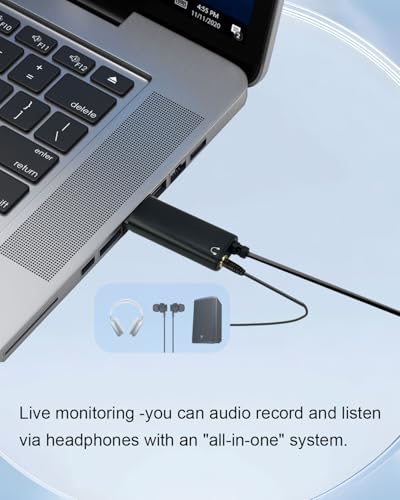 USB A Lavalier Microphone with 3.5mm Headphone Jack, 1.5M | Omnidirectional Computer Lapel Clip Mic for Windows PC Laptop for YouTube, Recording, Gaming, Streaming, Podcasting