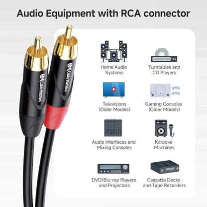 Cable Matters Dual 1/4 Inch TS to Dual RCA Cable, 10ft | 1/4 Inch to RCA Stereo Audio Interconnect Cable, for Audio Equipment - size: 10 Feet