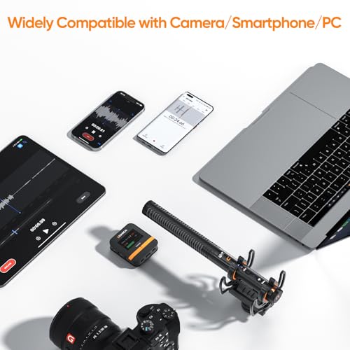 COMICA VM40 Wireless Shotgun Microphone with 48kHz/32-bit Float Recording | Wired & Wireless Modes, 32GB File Storage, 32H Working, 656ft Range, for Canon, Nikon, Sony, Phone, Filming, Video Recording