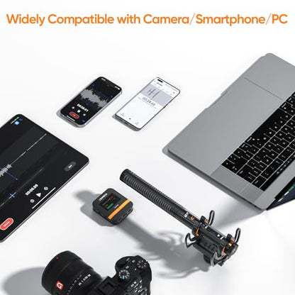 COMICA VM40 Wireless Shotgun Microphone with 48kHz/32-bit Float Recording | Wired & Wireless Modes, 32GB File Storage, 32H Working, 656ft Range, for Canon, Nikon, Sony, Phone, Filming, Video Recording