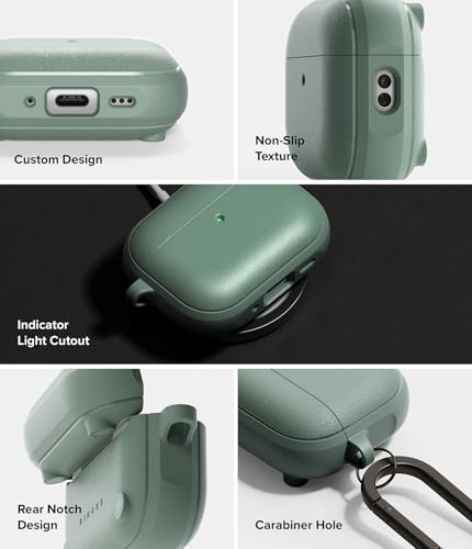 Ringke Onyx Magnetic for AirPods Pro 3 Case [Compatible with MagSafe] Oil & Dirt Resistant Feels Good in The Hand Non-Slip Lightweight Cover with Carabiner - Sage Green - color: Sage Green, size: AirPods Pro 3