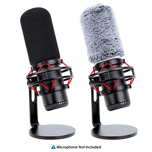 YOUSHARES Mic Cover Kit for HyperX QuadCast/QuadCast S – Foam & Furry Windscreen Set for Noise Reduction, Dust Protection, Studio & Streaming