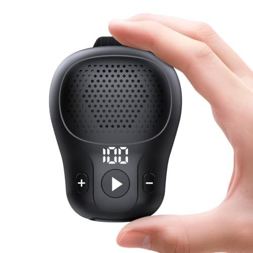 Wearable Bluetooth Speaker, Clip-on Wireless Portable Speakers, IP56 Waterproof Clip Speaker Up to 18 Hours Battery Life, Built-in Mic for Hands-Free Music/Calls, Work/Outdoor, Black