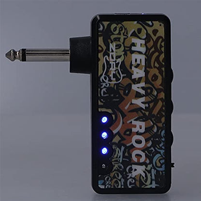 Portable Electric Guitar Bass Headphone Amplifier, Mini Guitar Amp with Audio Cable, USB Charging, Guitar Accessories for Silent Practice
