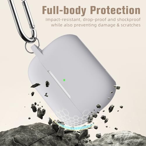 Hamile Compatible with AirPods Pro Case Protective Silicone Case, Shockproof Cover Skin for Apple AirPod Pro 2019 Charging Case, with Keychain, Fog Gray - color: Fog Gray