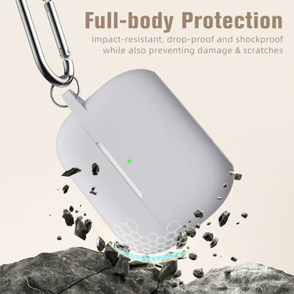 Hamile Compatible with AirPods Pro Case Protective Silicone Case, Shockproof Cover Skin for Apple AirPod Pro 2019 Charging Case, with Keychain, Fog Gray - color: Fog Gray