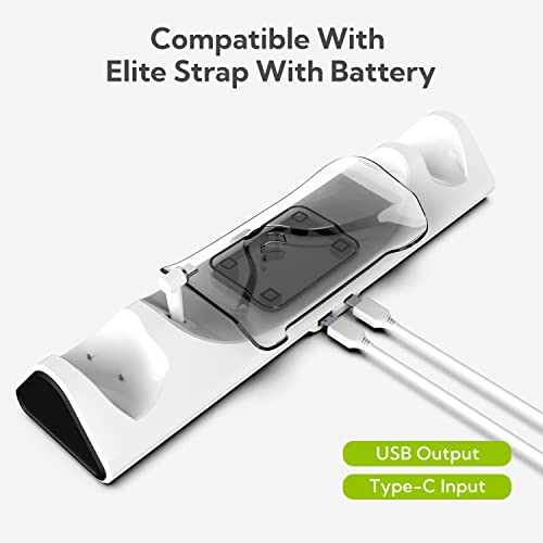ZYBER White Charging Dock for Quest 2, Charges Headset, Elite Strap & Batteries, Model AL-Q016