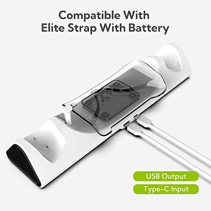 ZYBER White Charging Dock for Quest 2, Charges Headset, Elite Strap & Batteries, Model AL-Q016