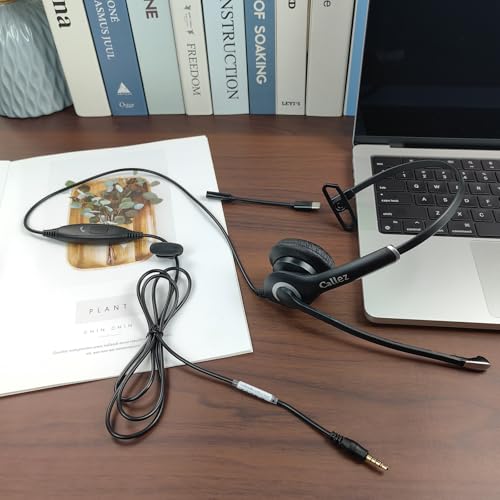 Callez Wired Computer Headset 3.5mm/USB-C Headset with Mic Noise Cancelling