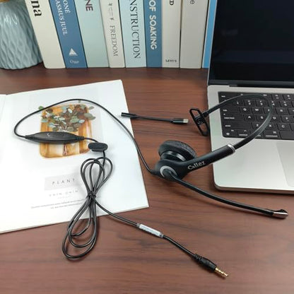 Callez Wired Computer Headset 3.5mm/USB-C Headset with Mic Noise Cancelling