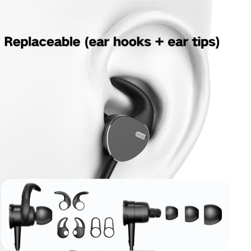 Type C Wired Headphones Deep Bass Earbuds with Noise Cancelling,Magnetic | In-Ear Wired Earphones USB C Headset with Microphone,Stereo Heavy bass ear bud with Sport Ear Hooks,Magnetic Anti-Tangle