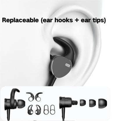 Type C Wired Headphones Deep Bass Earbuds with Noise Cancelling,Magnetic | In-Ear Wired Earphones USB C Headset with Microphone,Stereo Heavy bass ear bud with Sport Ear Hooks,Magnetic Anti-Tangle