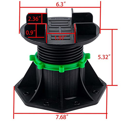 8Pack Adjustable Plastic Pedestal Paver,Floor Slate Support Floor Lift,Deck Support Floor Raising (Bilateral keel Card Slot) - size: Bilateral keel card slot
