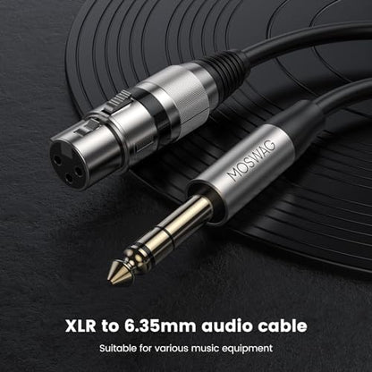 MOSWAG TRS to XLR 1/4 Inch to XLR Female 6.35mm TRS Jack Instrument Cable | XLR Female to 1/4 Mic Speaker Cord 10M/32.8FT for Speaker Amp Audio Sound Consoles Studio Recording Live Performance - size: 32.8 ft