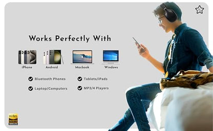 TJ Home Essentials Active Noise Cancellation Bluetooth Over Ear Headphones Leather Wireless Headset Wired Built-in MIC 24H Playtime High Res Audio Travel/Work/Students/Running/Gym(Black) - color: Black