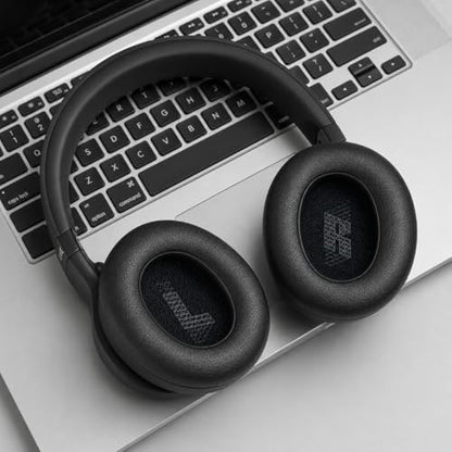 Replacement Ear Pads for JBL E65BTNC/Live 650BTNC/Live 770NC/Live 660NC/Duet NC Headphone, Extra Thick Cushions, Ear Cups Cover, Soft Leather＆Memory Foam Headset Earpads (Black) - color: Black