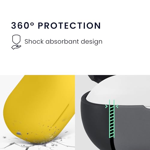 kwmobile Cover for Bose QuietComfort Earbuds Case - Silicone Cover for Earbuds Charging Case - Protective Headphone Holder with Carabiner Clip - Yellow - color: yellow
